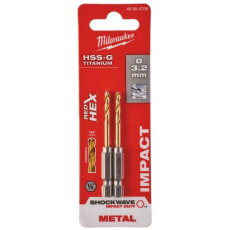 Свердла по металу 2 шт Milwaukee RedHEX HSS-G TiN 3.2х23х66.5 мм 48894706