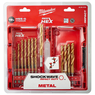 Набір свердел по металу Milwaukee RedHEX HSS-G TiN 19 шт 2-10 мм 48894760
