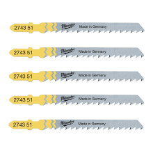 Полотна по дереву для лобзика 5 шт Milwaukee 75х4 мм T 101 D 4932274351