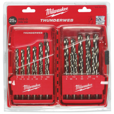 Набор свёрл по металлу Milwaukee THUNDERWEB HSS-G DIN 338 25 шт 1-13 мм 4932352376