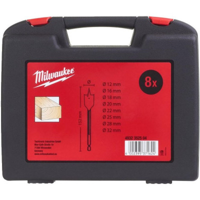Набір перових свердел по дереву Milwaukee 8 шт 12-32 мм 4932352504
