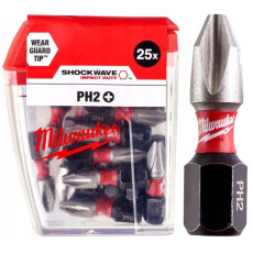 Біти ударні 25 шт Milwaukee Shockwave PH2 25 мм 4932430853