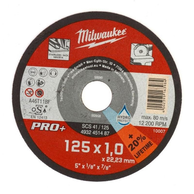 Круги отрезные по нержавеющей стали 200 шт Milwaukee PRO+ SCS 41 125х22.23х1 мм 4932451488