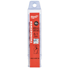 Свердла по металу 10 шт Milwaukee Thunderweb HSS-G DIN338 6.1х63х101 мм 4932459858
