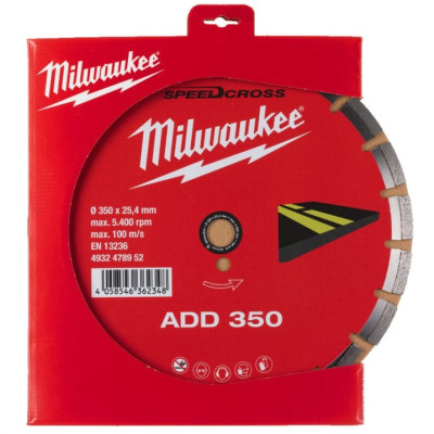 Круг алмазний по асфальту Milwaukee ADD 350 350х25.4х2.8 мм 4932478952