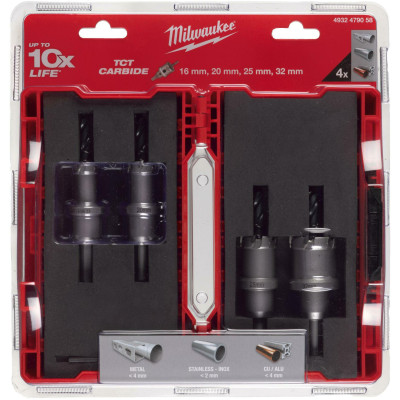 Набір коронок по металу 4 шт Milwaukee Holesaw TCT 16-32 мм 4932479058