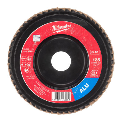 Круг лепестковый по алюминию Milwaukee Aluminium SLC50/125 G40 125х22.23 мм P40 4932479091