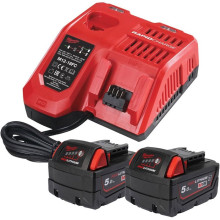 Набір Milwaukee M18 NRGCR-502 зарядний пристрій 12-18 В, акумулятори 2 шт Li-Ion 18 В 5 Аг 4932479831