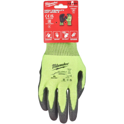 Перчатки сигнальные с защитой от порезов Milwaukee Hi-Vis Cut 5/E 9/L 4932479933