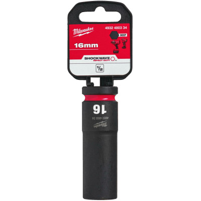 Головка торцева ударна подовжена Milwaukee Shockwave 16 мм 1/2” 4932480334