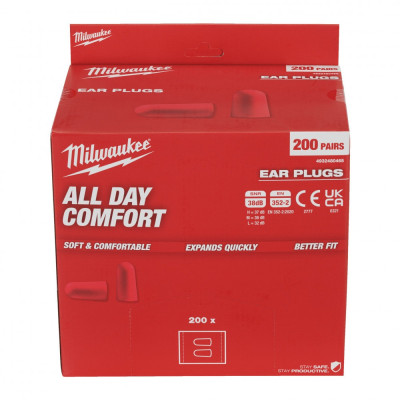 Беруші червоні одноразові 200 пар Milwaukee 4932480465