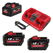 Набір Milwaukee M18 HNRGO1-823 зарядний пристрій 18 В, акумулятори 3 шт Li-Ion 18 В 8 Аг, 12 Аг 4932492933