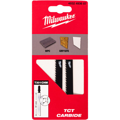 Полотна по спеціальних матеріалах для лобзика 2 шт Milwaukee 91х3.3 мм T 301 CHM 4932493687