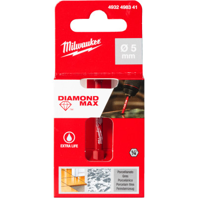 Коронка алмазная по керамике Milwaukee Diamond Max 5 мм HEX 4932498341