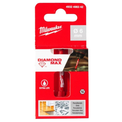 Коронка алмазная по керамике Milwaukee Diamond Max 6 мм HEX 4932498342