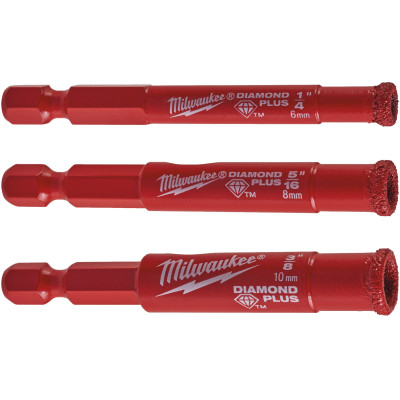 Набор алмазных коронок по керамике Milwaukee Diamond Plus 6-10 мм HEX 4932498368