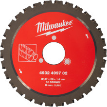 Диск пильний по металу для різу арматури Milwaukee 137х28х30 4932499702