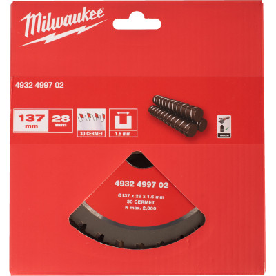 Диск пильный по металлу для реза арматуры Milwaukee 137х28х30 4932499702