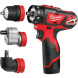 Дриль-шуруповерт акумуляторний зі змінними насадками Milwaukee M12 BDDXKIT-202C 4933447836