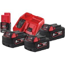 Набір Milwaukee M18 NRG-503 зарядний пристрій 12-18 В, акумулятори 4 шт Li-Ion 12 В 2 Аг, Li-Ion 18 В 5 Аг 4933451423