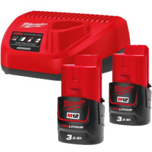 Набір Milwaukee M12 NRG-302 зарядний пристрій 12 В, акумулятори 2 шт Li-Ion 12 В 3 Аг 4933451902