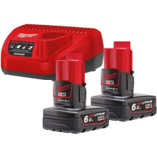 Набір Milwaukee M12 NRG-602 зарядний пристрій 12 В, акумулятори 2 шт Li-Ion 12 В 6 Аг 4933451903