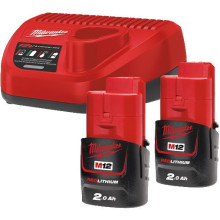 Набір Milwaukee M12 NRG-202 зарядний пристрій 12 В, акумулятори 2 шт Li-Ion 12 В 2 Аг 4933459209