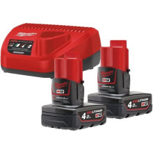 Набір Milwaukee M12 NRG-402 зарядний пристрій 12 В, акумулятори 2 шт Li-Ion 12 В 4 Аг 4933459211
