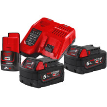 Набір Milwaukee M18 NRG-502 зарядний пристрій 12-18 В, акумулятори 3 шт Li-Ion 12 В 2 Аг, Li-Ion 18 В 5 Аг 4933459217