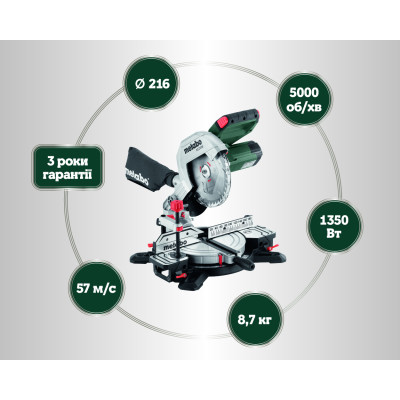 Торцювальна пила Metabo KS 216 M Set 610216900