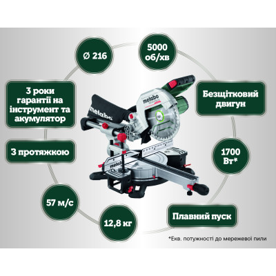 Торцовочная пила аккумуляторная Metabo KGS 18 LTX BL 216 614216810