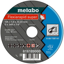 Круг відрізний по сталі Metabo Flexiarapid Super TF 41 125х22.23х1 мм 616189000