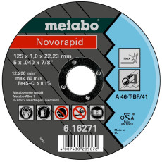 Круг відрізний по нержавіючій сталі Metabo Novorapid Inox TF 41 125х22.23х1 мм 616271000