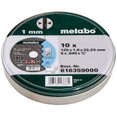 Круги відрізні по нержавіючій сталі 10 шт Metabo Inox TF 41 125х22.23х1 мм 616359000