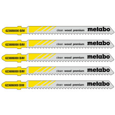 Полотна по дереву для лобзика 5 шт Metabo BiM Clean Wood Premium 74х2.5 мм T 101 BRF 623686000