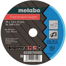 Круги відрізні по нержавіючій сталі 5 шт Metabo Flexiarapid Super Inox TF 41 76х10х1 мм 626870000