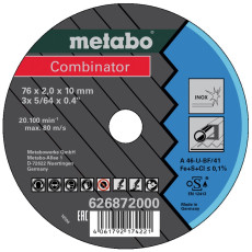 Круги відрізні по нержавіючій сталі 3 шт Metabo Combinator TF 41 76х10х2 мм 626872000