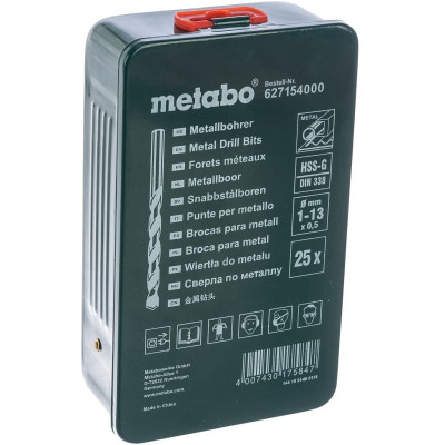 Набір свердел по металу Metabo HSS-G 25 шт 1-13 мм 627154000