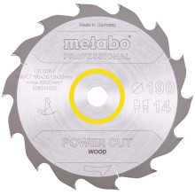 Диск пильний по дереву Metabo Power Cut Wood - Professional 190х20х14 628004000