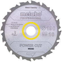 Диск пильний по дереву Metabo Power Cut Wood - Professional 190х30х16 628006000