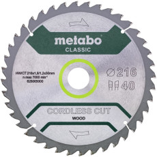 Диск пильний по дереву Metabo Cordless Cut Wood - Classic 216х30х40 628065000