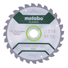 Диск пильний по дереву Metabo Cordless Cut Wood - Classic 216х30х28 628284000