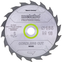 Диск пильный по дереву Metabo Cordless Cut Wood - Professional 165х20х18 628294000