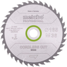 Диск пильный по дереву Metabo Cordless Cut Wood - Professional 165х20х36 628295000