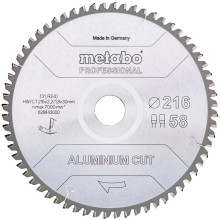 Диск пильний по алюмінію Metabo Aluminium Cut - Professional 216х30х58 628443000