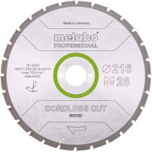 Диск пильний по дереву Metabo Cordless Cut Wood - Professional 216х30х28 628444000