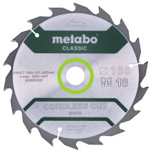 Диск пильный по дереву Metabo Cordless Cut Wood - Classic 165х20х18 628650000 B