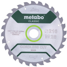 Диск пильний по дереву Metabo Cordless Cut Wood - Classic 216х30х28 628665000 B