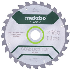 Диск пильний по дереву Metabo Cordless Cut Wood - Classic 216х30х28 628665000 B