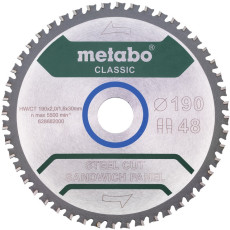 Диск пильний по металевим сендвіч-панелям Metabo Steel Cut/Sandwich Panel - Classic 190х30х48 628682000
